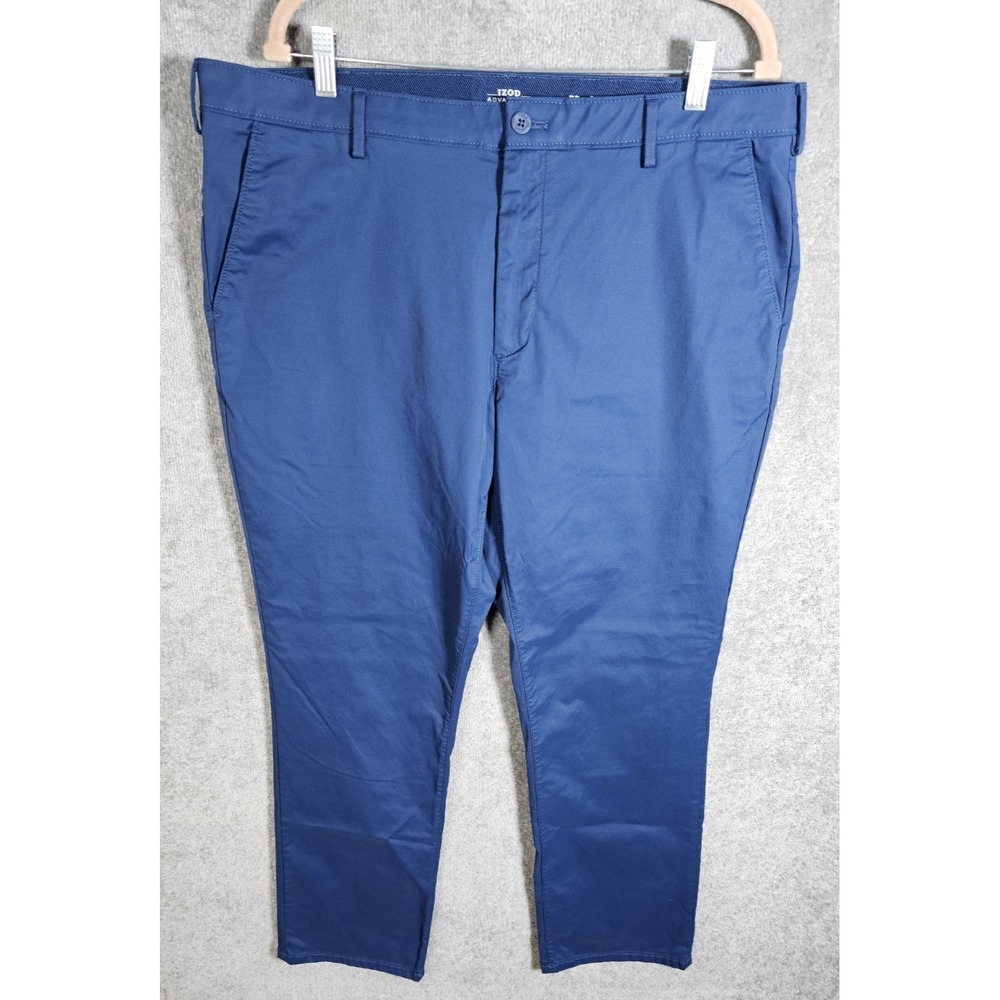 Izod Advantage Performance Pants Mens Sz 38x32 Blue Straight Fit Stretch Pockets